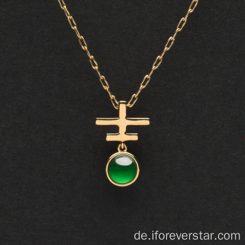 18k echter Goldschmuck Natural Jadeit Jade Anhänger